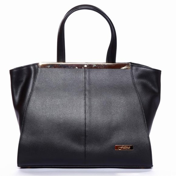 Fatima Black Oversize Italian Leather Handbag - Picture 1 of 6